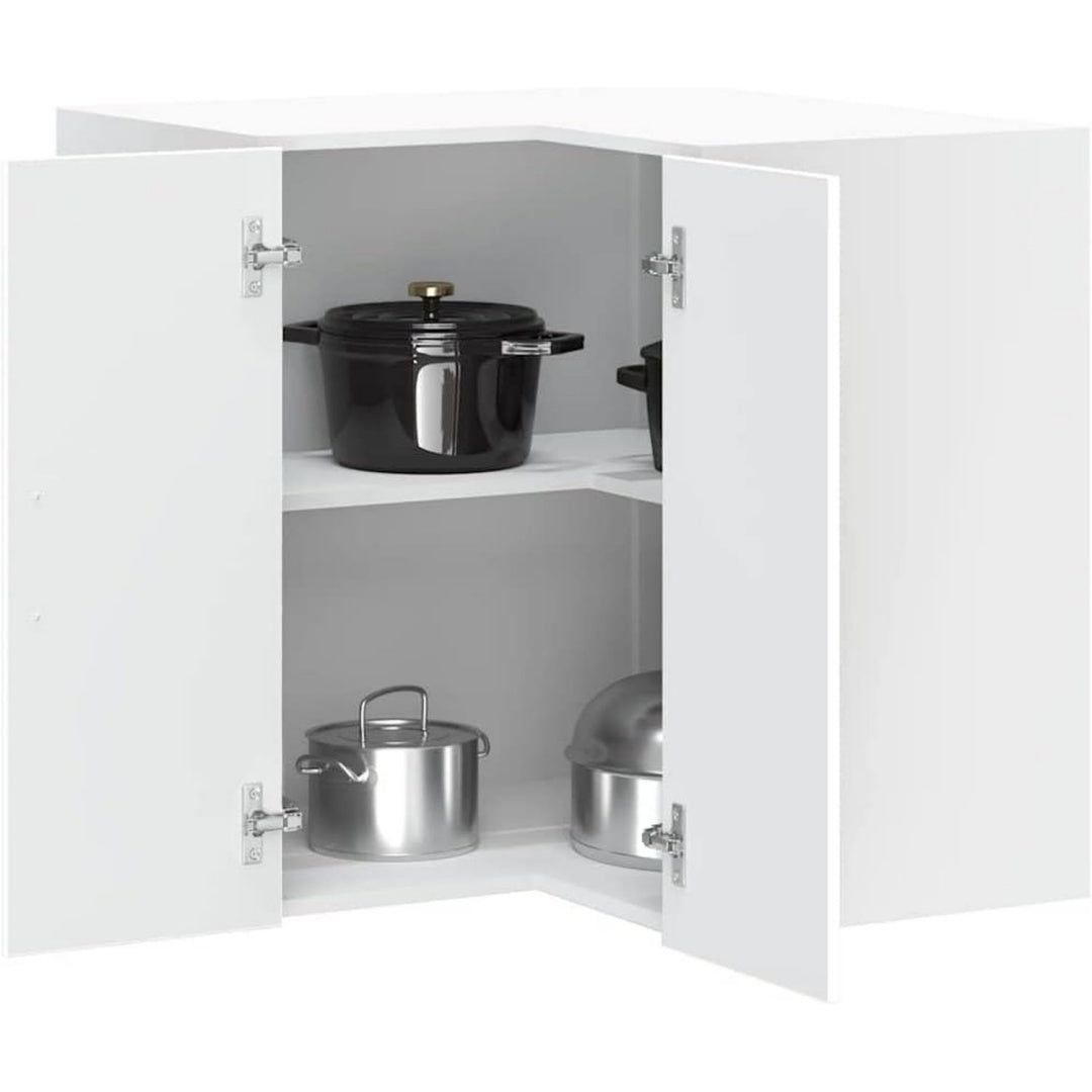 Der Wandschrank misst 57 x 57 x 60 cm in Weiss