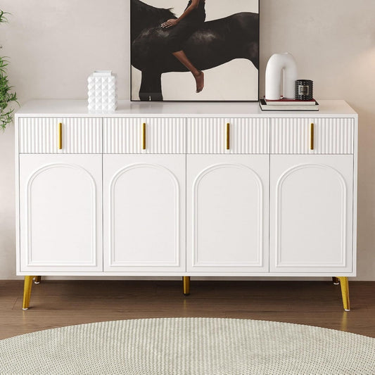 4 Schubladen praegen das Sideboard in Weiss