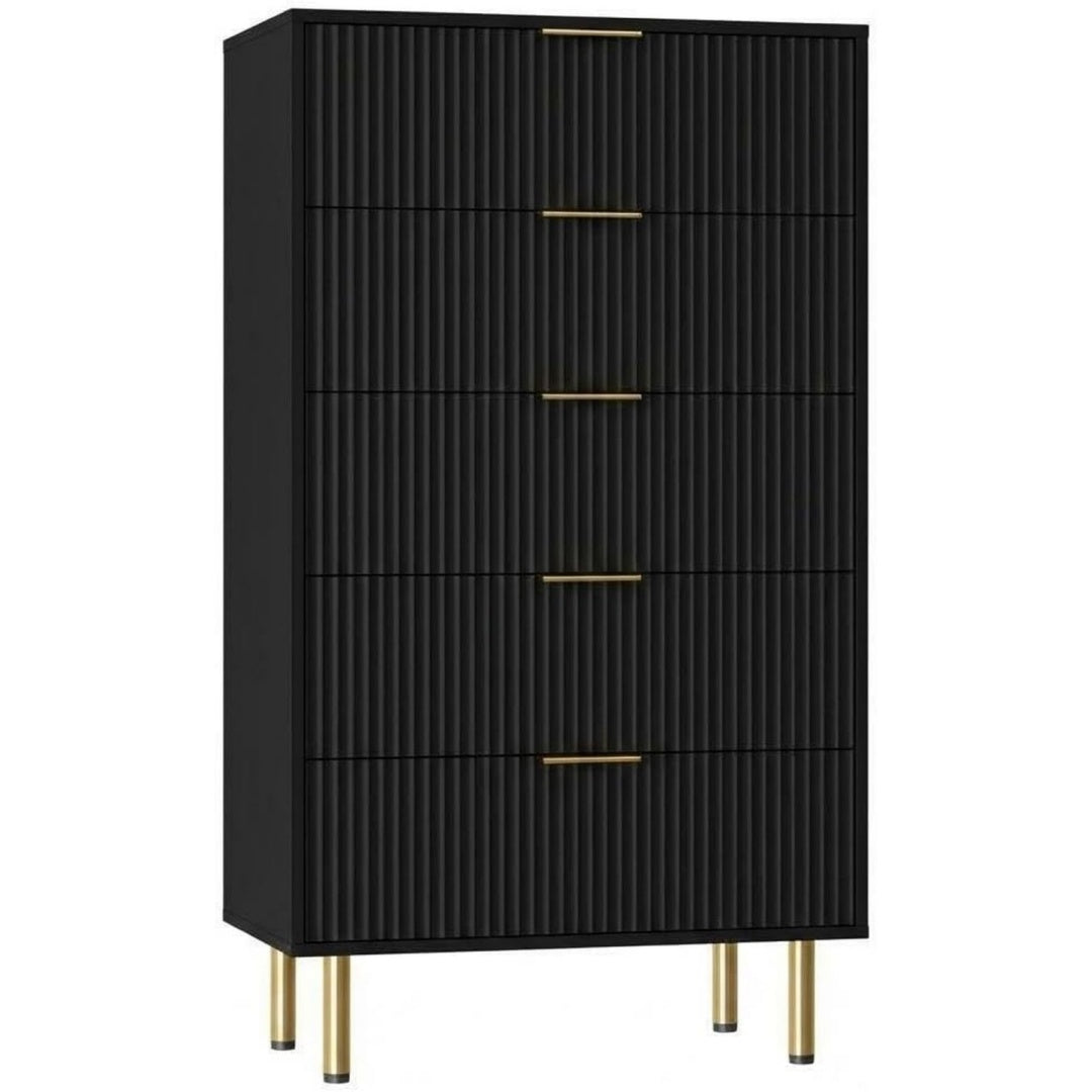 Strukturierte Fronten praegen die Gestaltung von dem Sideboard